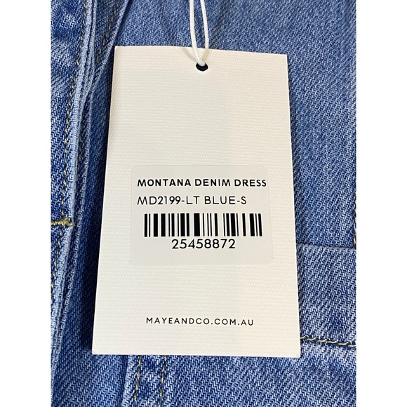 MAYE NWT Montana Denim Shirtdress Midi Button Front  Collared Blue Jean Dress - Picture 9 of 15